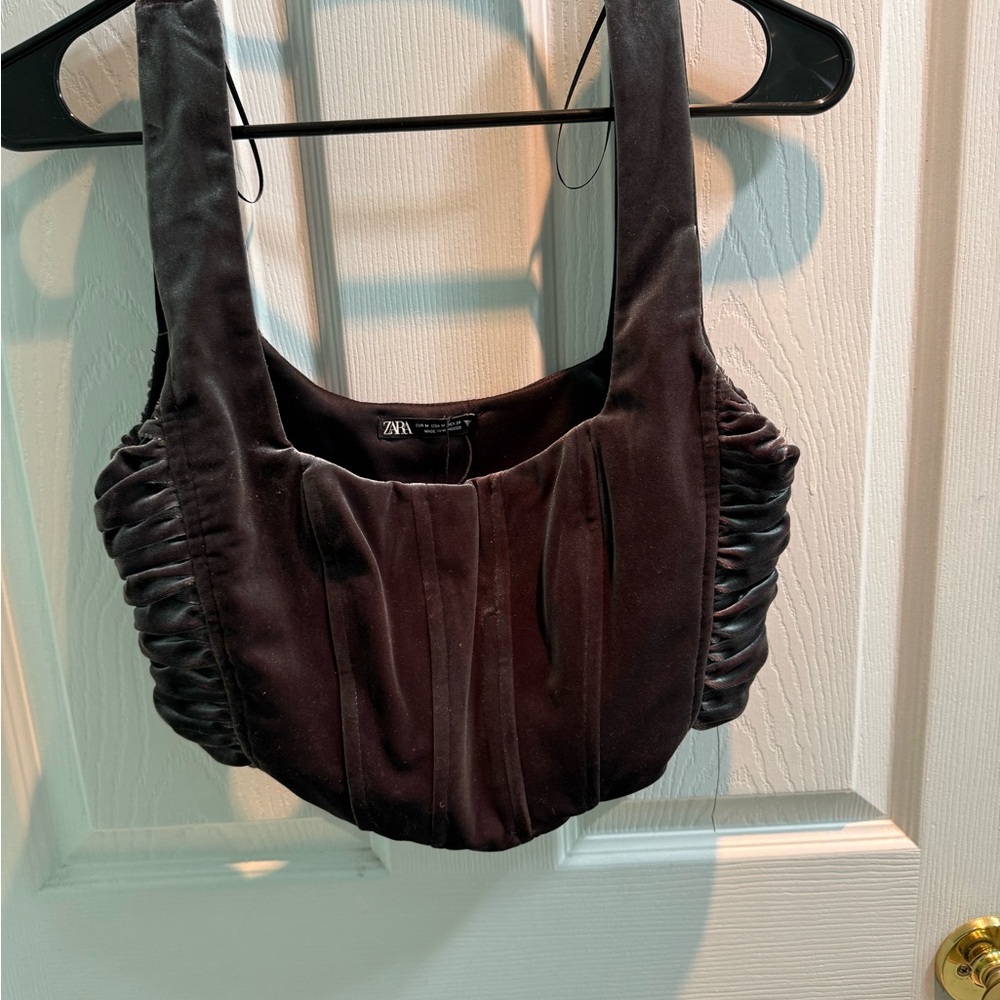 Zara gray velvet corset top
